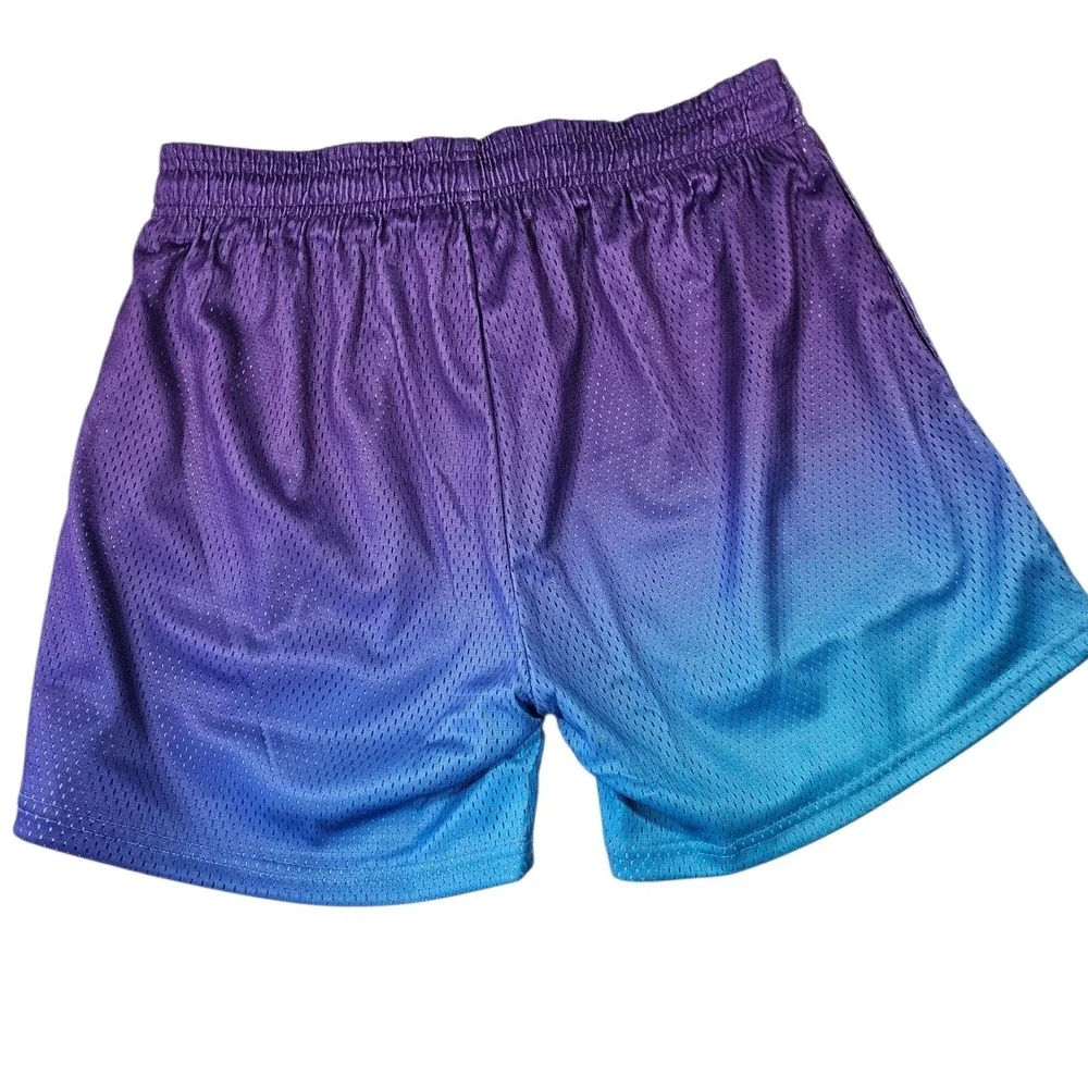 Men's Purple and Blue Gradient Athletic Shorts with Drawstring